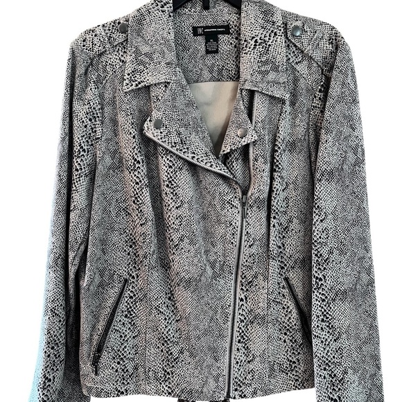 INC International Concepts Snakeskin Leather Jacket - Picture 1 of 3